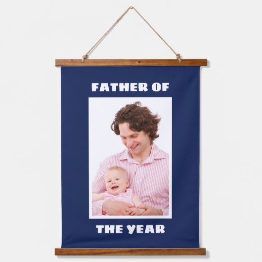 Vader van het Jaar Aangepaste Foto Papa Hangend Wandkleed (Voorkant)