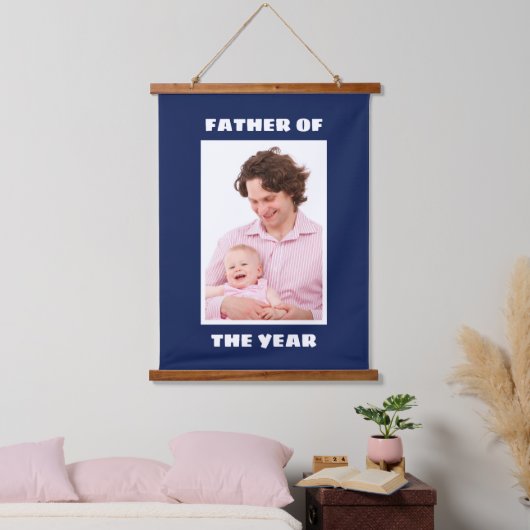 Vader van het Jaar Aangepaste Foto Papa Hangend Wandkleed (Slaapkamer)