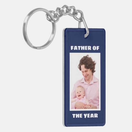 Vader van het Jaar Aangepaste Foto Papa Sleutelhanger (Voorkant Links)