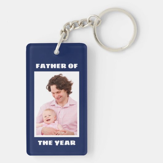 Vader van het Jaar Aangepaste Foto Papa Sleutelhanger (achterkant)