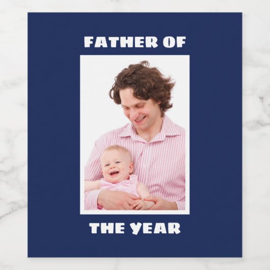 Vader van het Jaar Aangepaste Foto Papa Wijn Etiket (Enkel label)