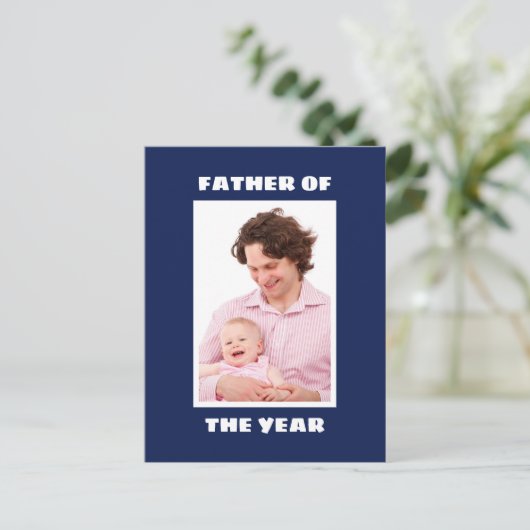 Vader van het Jaar Gepersonaliseerde Aangepaste Fo Briefkaart (Staand voorkant)