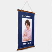 Vader van het Jaar Gepersonaliseerde Aangepaste Fo Hangend Wandkleed (Gebogen)