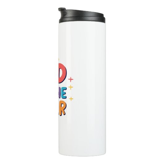 Vader van het jaar - Grappig Vaderdag cadeau Thermosbeker (Geroteerd rechts)