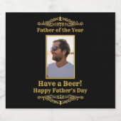 Vader van het Jaar Heb een Bier Fotosjabloon Etiket (Enkel label)