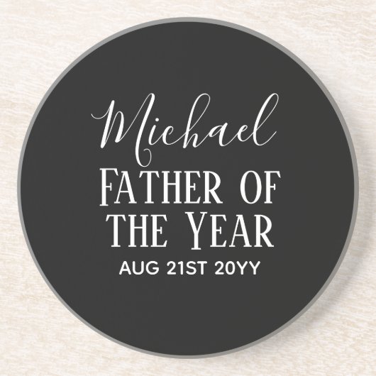 Vader van het JAAR PAPA Echtgenoot Man AANGEPASTE  Zandsteen Onderzetter (Voorkant)