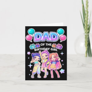Vader van het jarige meisje schattig chibi kpop gr kaart