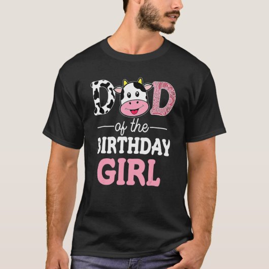 Vader van het meisje dat jarig is Boerderij Koe P T-shirt (Voorkant)