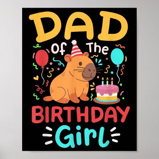 Vader van het verjaardagsmeisje Kinder Schattigee Poster (Voorkant)
