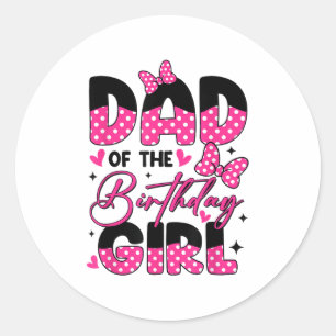 Vader van het verjaardagsmeisje Roze Familie Verja Ronde Sticker