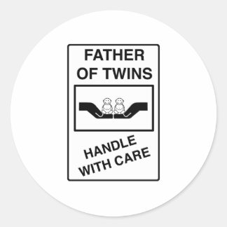 Vader van tweeling Handvat Met Zorg Ronde Sticker