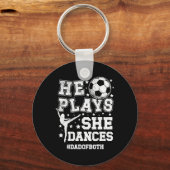Vader van zowel dans- als voetbalvader danst en vo sleutelhanger (Voorkant)