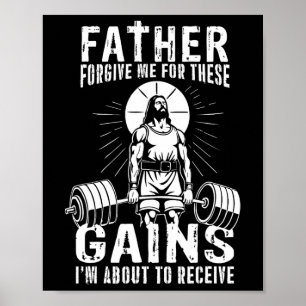 Vader vergeef me voor deze winsten - Funny Gym Mot Poster