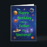 Vader Verjaardag Beste in het Universum Kaart<br><div class="desc">Geef je ruimteliefhebbende vader de beste verjaardagskaart ooit! Vertel je vader dat hij de beste is in het universum. Een ruimte scène met alle planeten en de maan uitgelijnd om een zeer gelukkige verjaardag te wensen.</div>