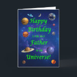 Vader Verjaardag Beste in het Universum Kaart<br><div class="desc">Geef je ruimteliefhebbende vader de beste verjaardagskaart ooit! Vertel je vader dat hij de beste is in het universum. Een ruimte scène met alle planeten en de maan uitgelijnd om een zeer gelukkige verjaardag te wensen.</div>