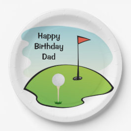 Vader Verjaardag - Golf Papieren Feestborden Bordje