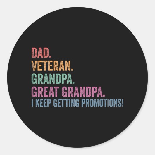 Vader Veteraan Grappige Opa Grote Opa Vaders Da Ronde Sticker (Voorkant)