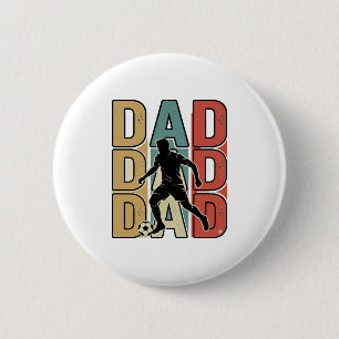 Vader Voetbal Vintage Gravure Vector Ontwerp_1 Ronde Button 5,7 Cm