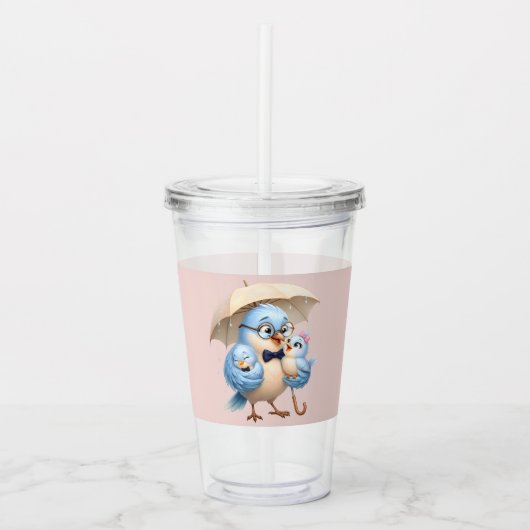Vader Vogel Acrylic Beker Cute Reisontwerp (Voorkant)