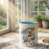 Vader Vogel Beschermt Zijn Kleine Mug Mok