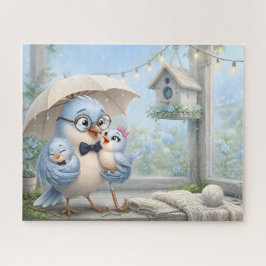 Vader Vogel Familie Legpuzzel – Mooie Blauwe Vogel