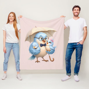 Vader Vogel Knuffeldek Fleece Deken
