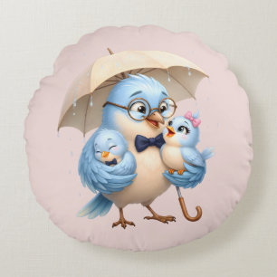 Vader Vogel Ronde Kussen Familie Decoratie