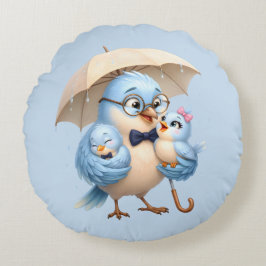 Vader Vogel Ronde Kussenhoes Familie Decoratie Rond Kussen