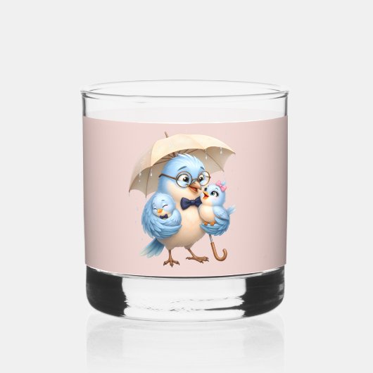 Vader Vogel Rots Glas cadeau (Voorkant)