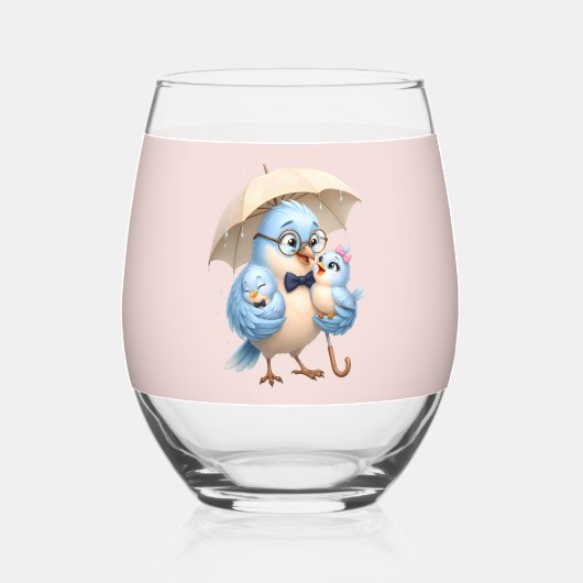 Vader Vogel Steelos Glas (Voorkant)