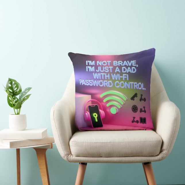 Vader WiFi Wachtwoordcontrole Grappig Vader Gift Kussen (Stoel)