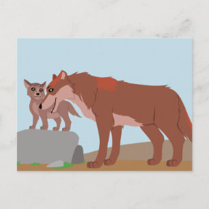 Vader Wolf en Pup Briefkaart