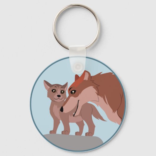 Vader Wolf en Pup Sleutelhanger (Voorkant)