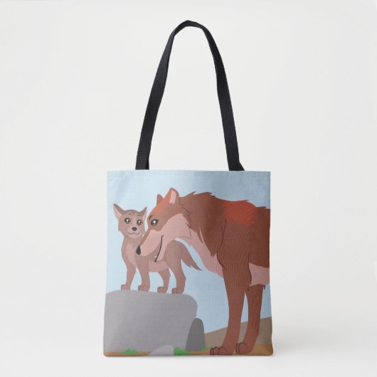 Vader Wolf en Pup Tote Bag (Voorkant)