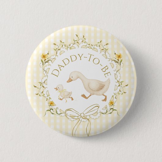 Vader worden Silly Goose Gingham Baby Shower Ronde Button 5,7 Cm (Voorkant)