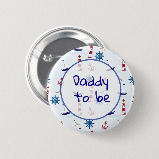 Vader wordt Nautisch Baby shower Button (Voorkant /achterkant)