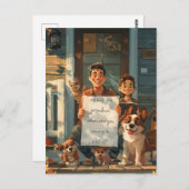 Vader, Zijn Zoon, Honden en een Kat Briefkaart (Voorkant / Achterkant)