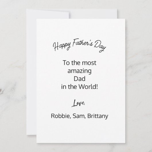 Vader, zonen eerste held, dochters eerste liefde kaart (Achterkant)