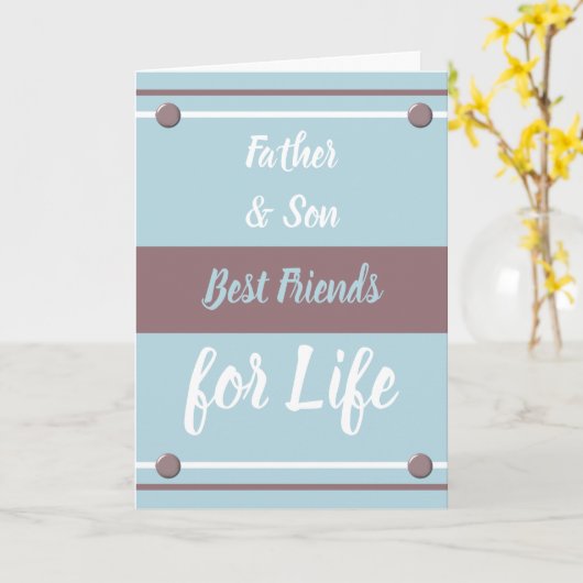 Vader & Zoon beste vrienden blauw en bruin Kaart (Gele Bloem)