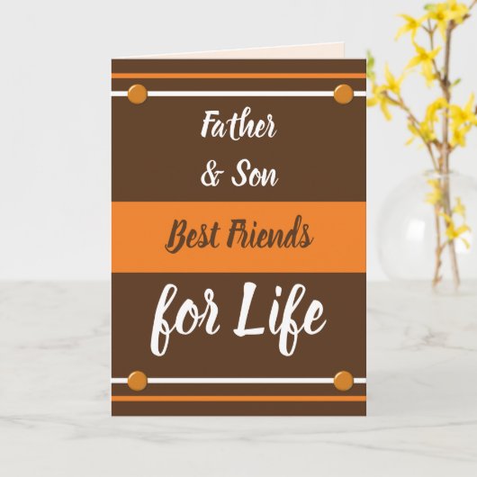 Vader & zoon beste vrienden bruin en oranje kaart (Gele Bloem)