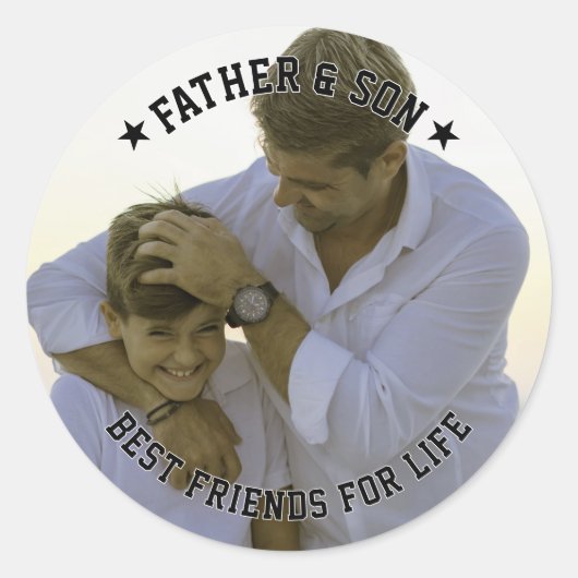 Vader & Zoon Custom Foto Beste Vriend Vaderdag Ronde Sticker (Voorkant)