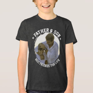 Vader & Zoon Custom Foto Beste Vriend Vaderdag Tri-Blend Shirt