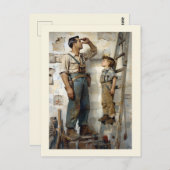 Vader & Zoon die omhoog staren Briefkaart (Voorkant / Achterkant)