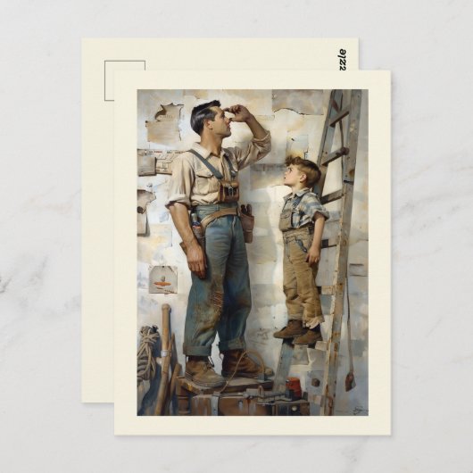 Vader & Zoon die omhoog staren Briefkaart (Voorkant / Achterkant)