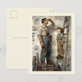 Vader & Zoon die omhoog staren Feestdagenkaart (Voorkant / Achterkant)