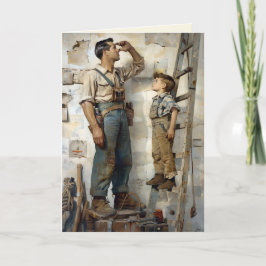 Vader & Zoon die omhoog staren Kaart
