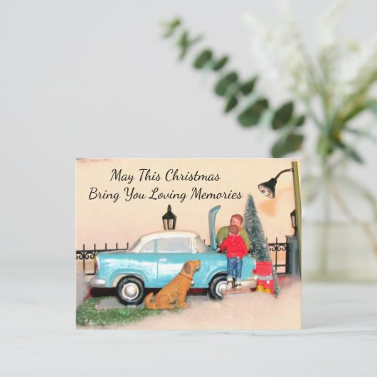 Vader & zoon- en autobonding - Briefkaart voor fee (Staand voorkant)