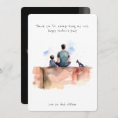 Vader, zoon en huishond | WATERVERF | VADERDAG Feestdagenkaart (Voorkant / Achterkant)