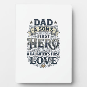 Vader Zoon Heldendochter Liefde Vintage Typografie Fotoplaat