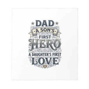 Vader Zoon Heldendochter Liefde Vintage Typografie Notitieblok